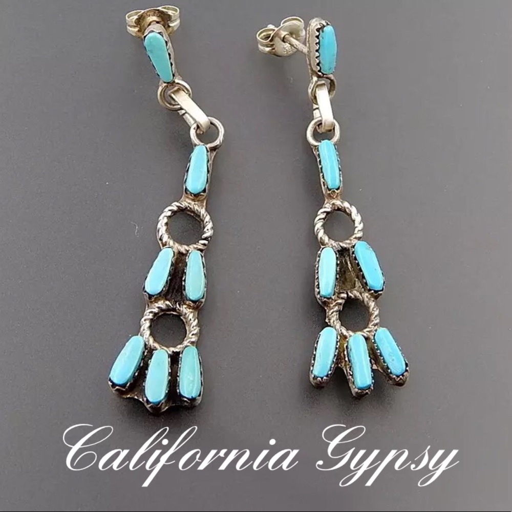 Southwestern turquoise dangle earrings RESTOCKED🎉 - Picture 2 of 5